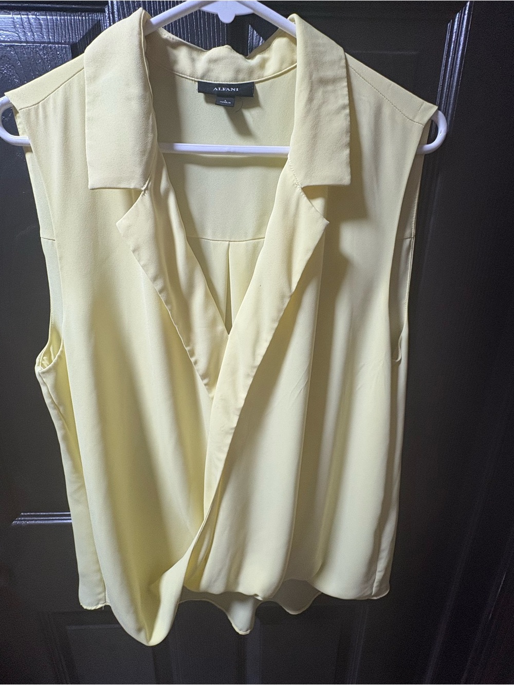 Alfani Pale Yellow Sleeveless Surplice Blouse